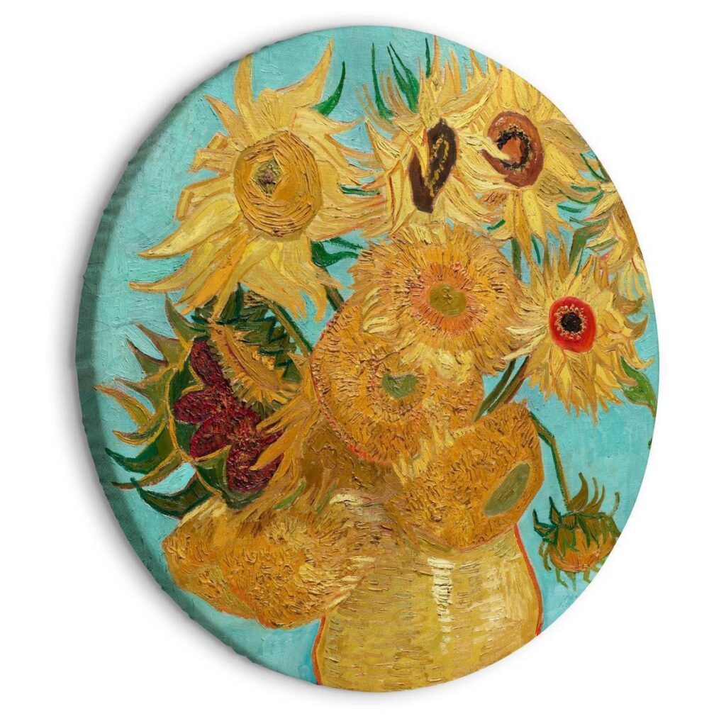 Rond schilderij - Vase with Twelve Sunflowers (Vincent van Gogh) - Afbeelding 2