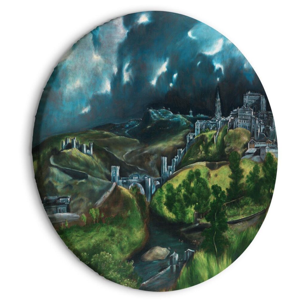 Rond schilderij - View of Toledo (El Greco) - Afbeelding 2