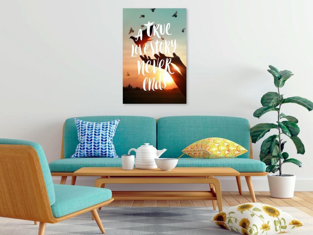 Schilderij - A True Love Story Never Ends (1 Part) Vertical