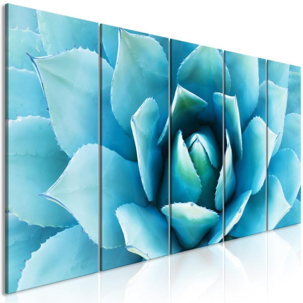 Schilderij - Agave (5 Parts) Narrow Blue - Afbeelding 2