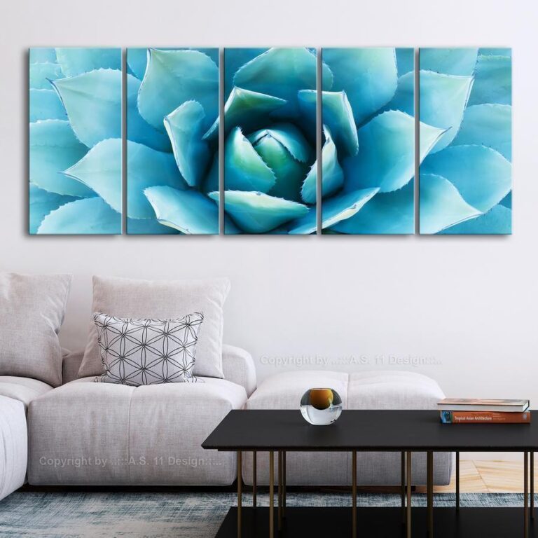 Schilderij - Agave (5 Parts) Narrow Blue