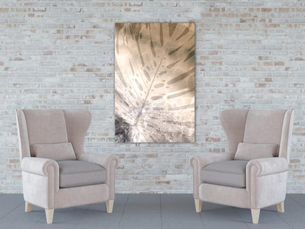 Schilderij - Amber Monstera (1 Part) Vertical
