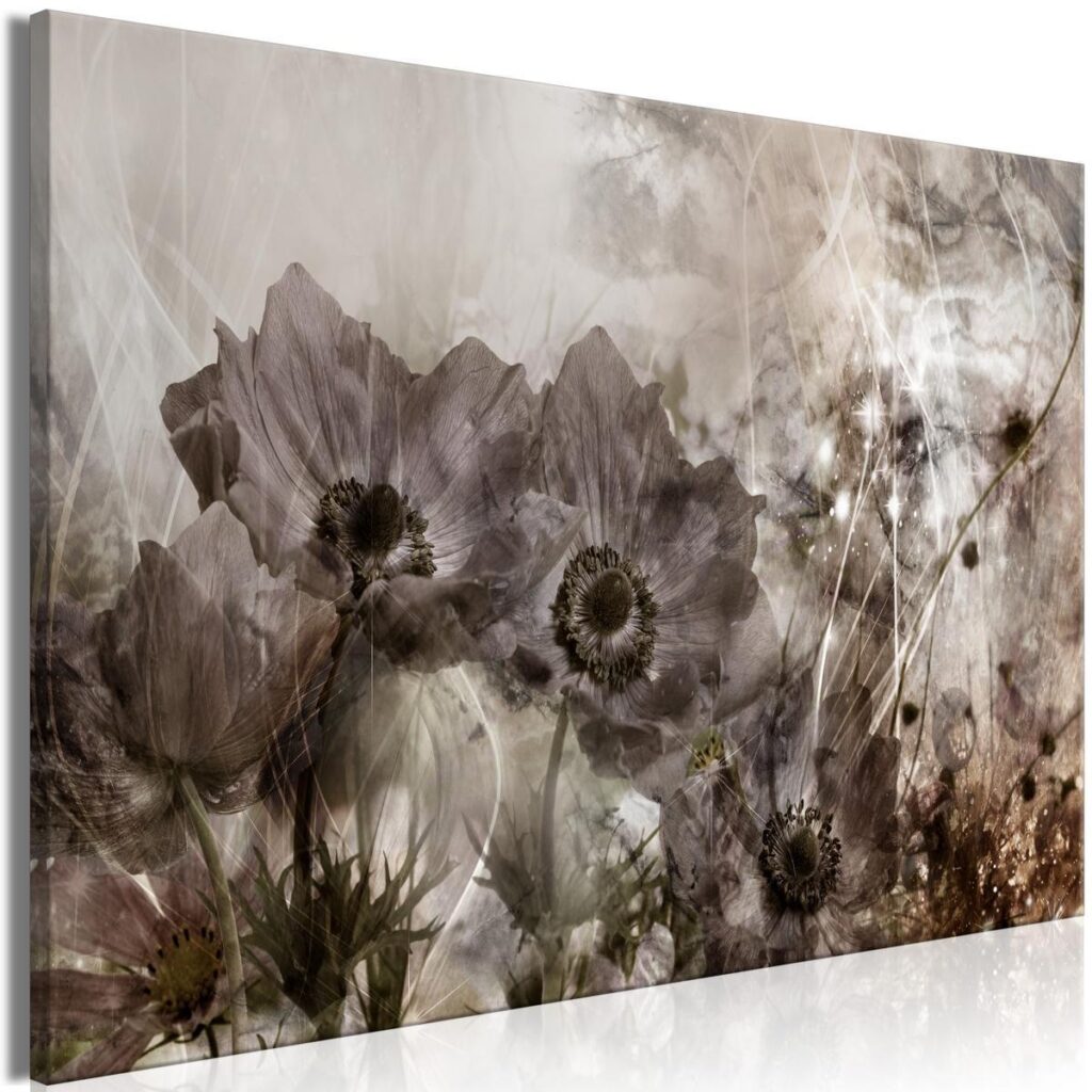 Schilderij - Anemones in Sepia (1 Part) Wide - Afbeelding 2