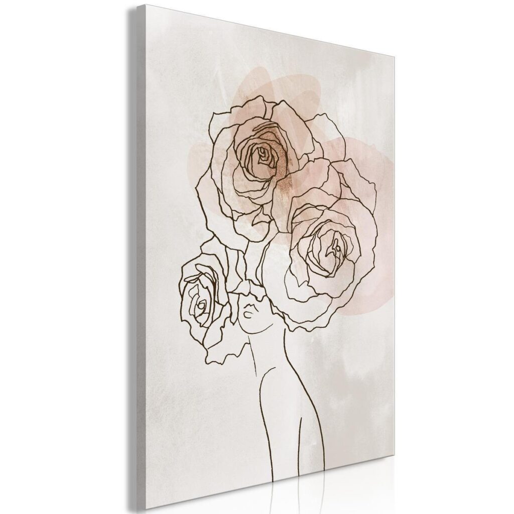 Schilderij - Anna and Roses (1 Part) Vertical - Afbeelding 2