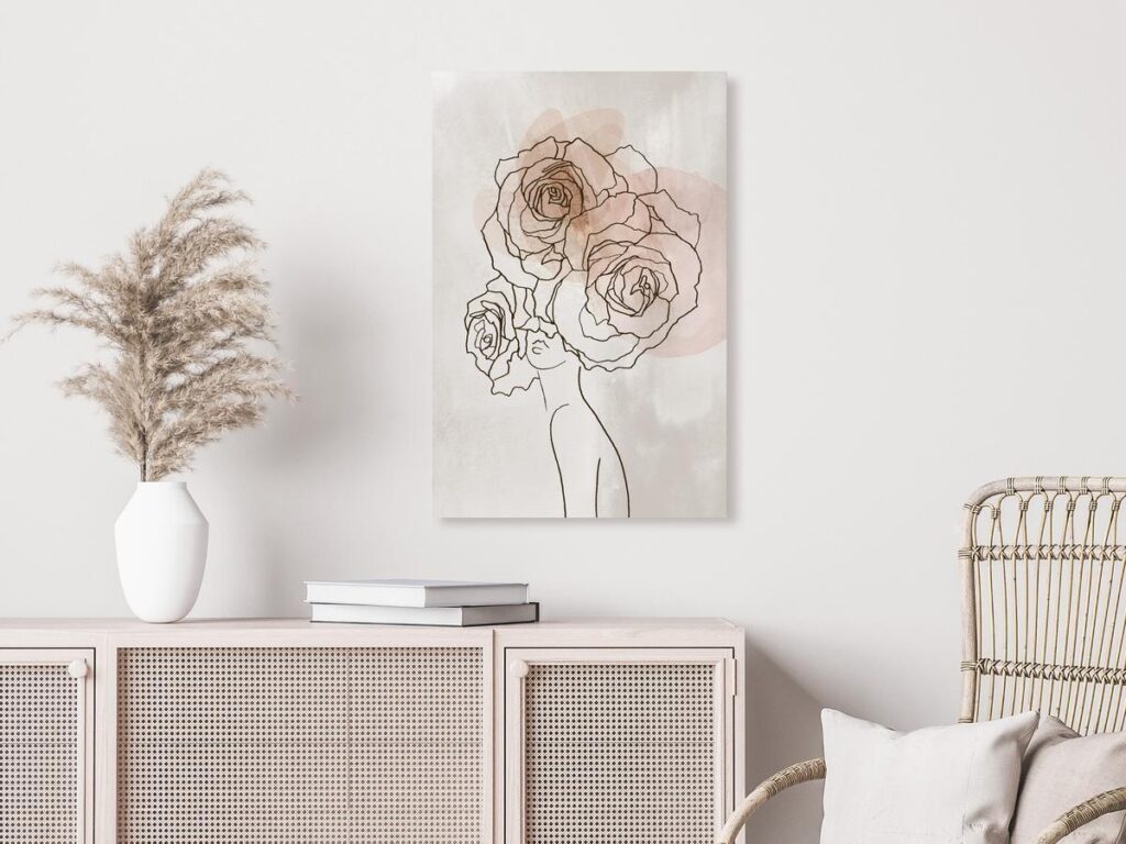 Schilderij - Anna and Roses (1 Part) Vertical
