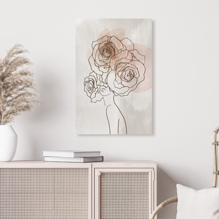 Schilderij - Anna and Roses (1 Part) Vertical