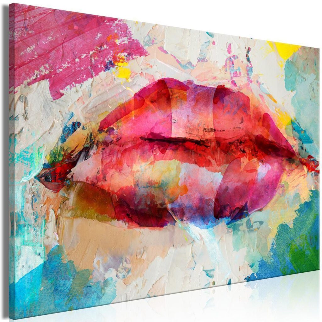 Schilderij - Artistic Lips (1 Part) Wide - Afbeelding 2