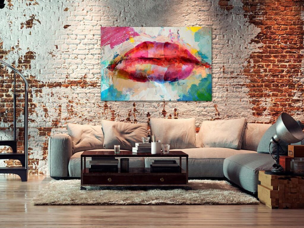 Schilderij - Artistic Lips (1 Part) Wide