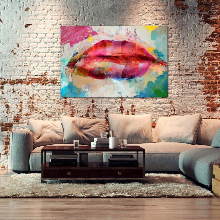 Schilderij - Artistic Lips (1 Part) Wide