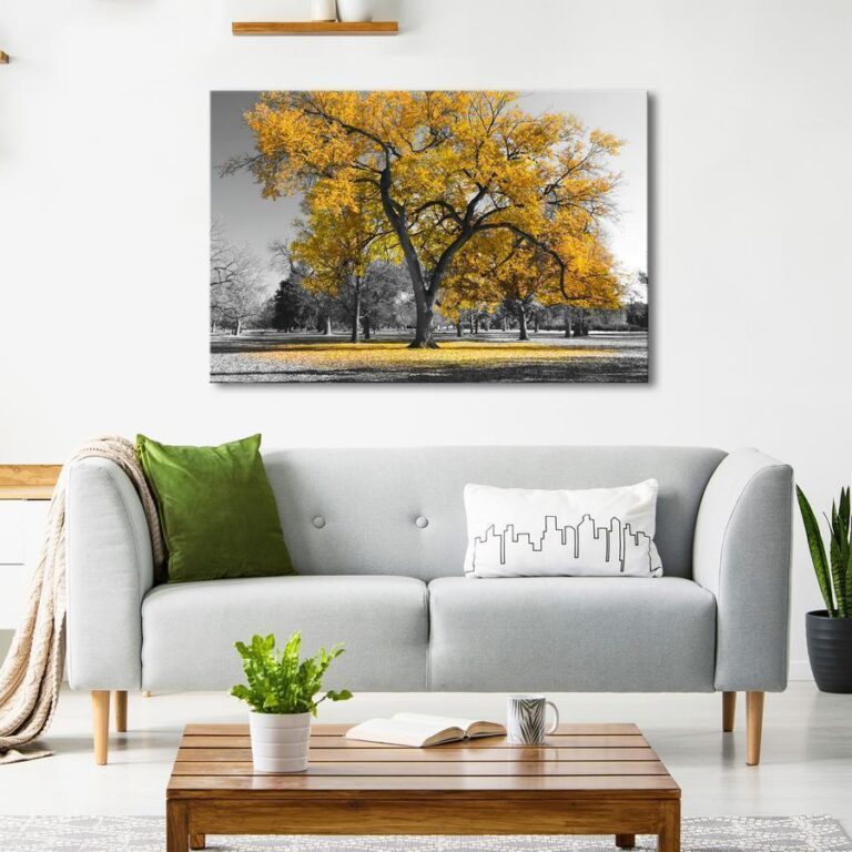Schilderij - Autumn in the Park (1 Part) Wide Gold