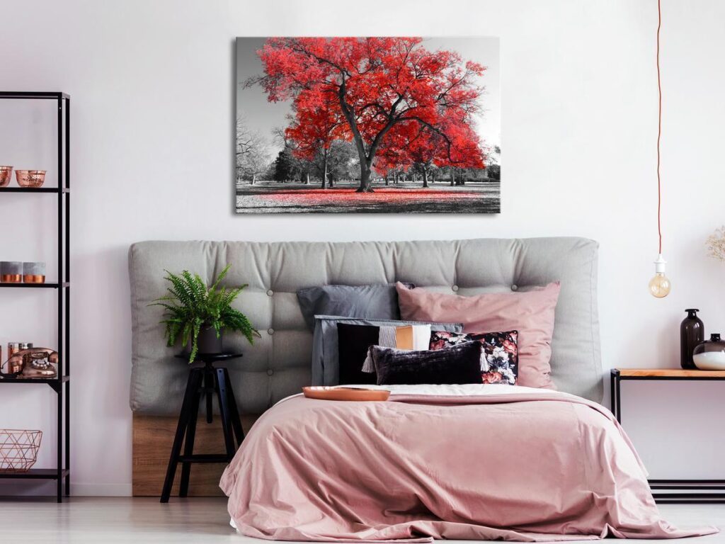 Schilderij - Autumn in the Park (1 Part) Wide Red - Afbeelding 2