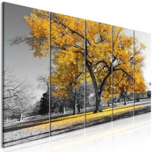 Schilderij - Autumn in the Park (5 Parts) Narrow Gold