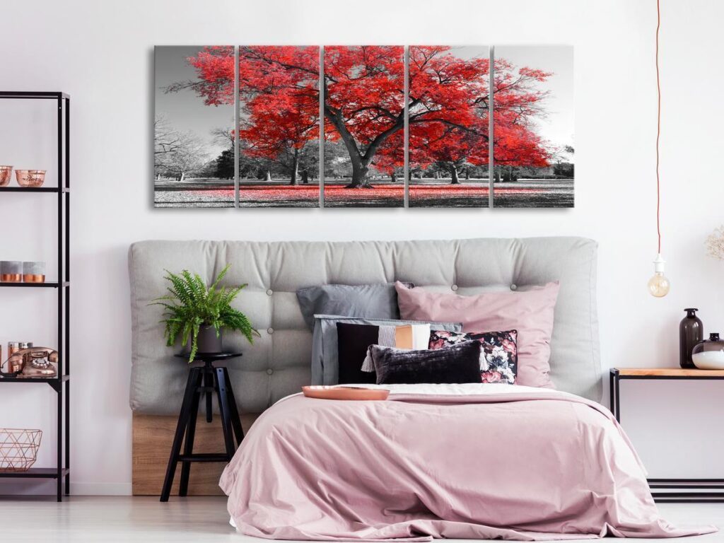 Schilderij - Autumn in the Park (5 Parts) Narrow Red - Afbeelding 2