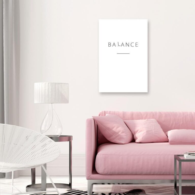 Schilderij - Balance of Words (1-part) - Black English Text on White
