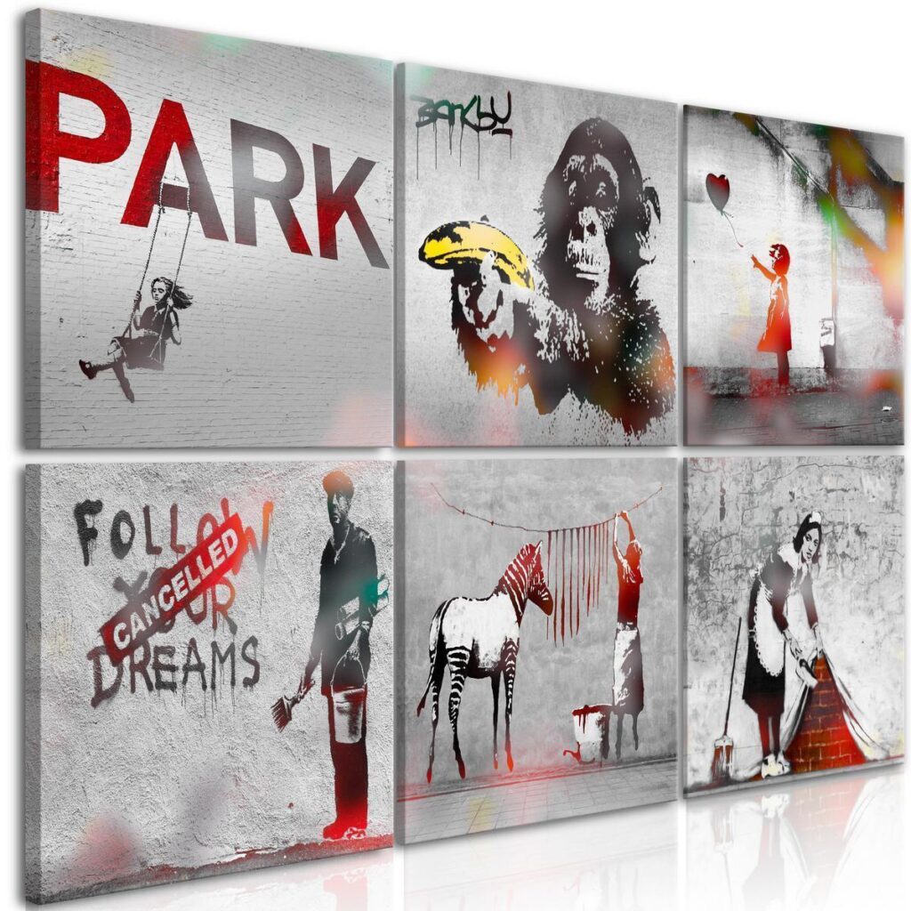 Schilderij - Banksy Collage (6 Parts) - Afbeelding 2