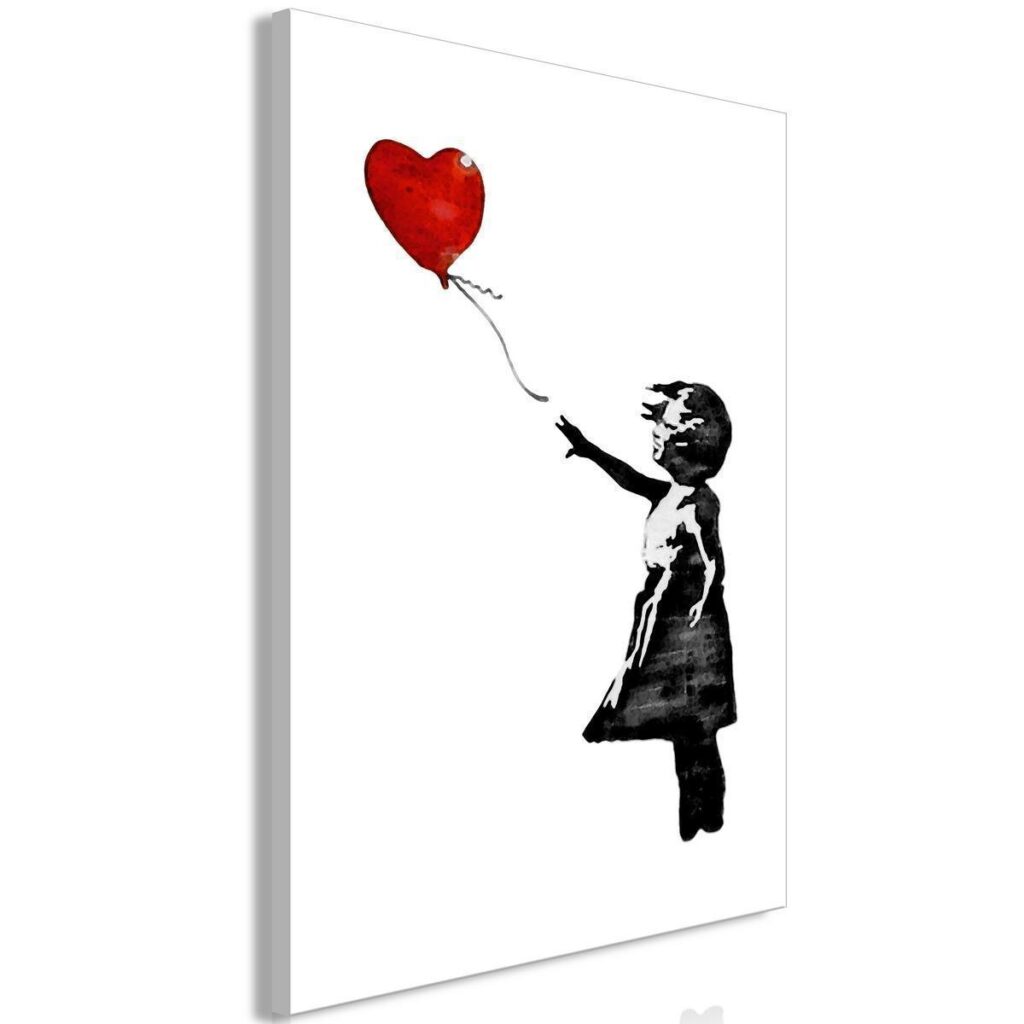 Schilderij - Banksy: Girl with Balloon (1 Part) Vertical - Afbeelding 2