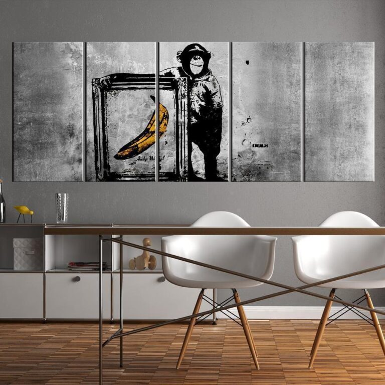 Schilderij - Banksy: Monkey with Frame