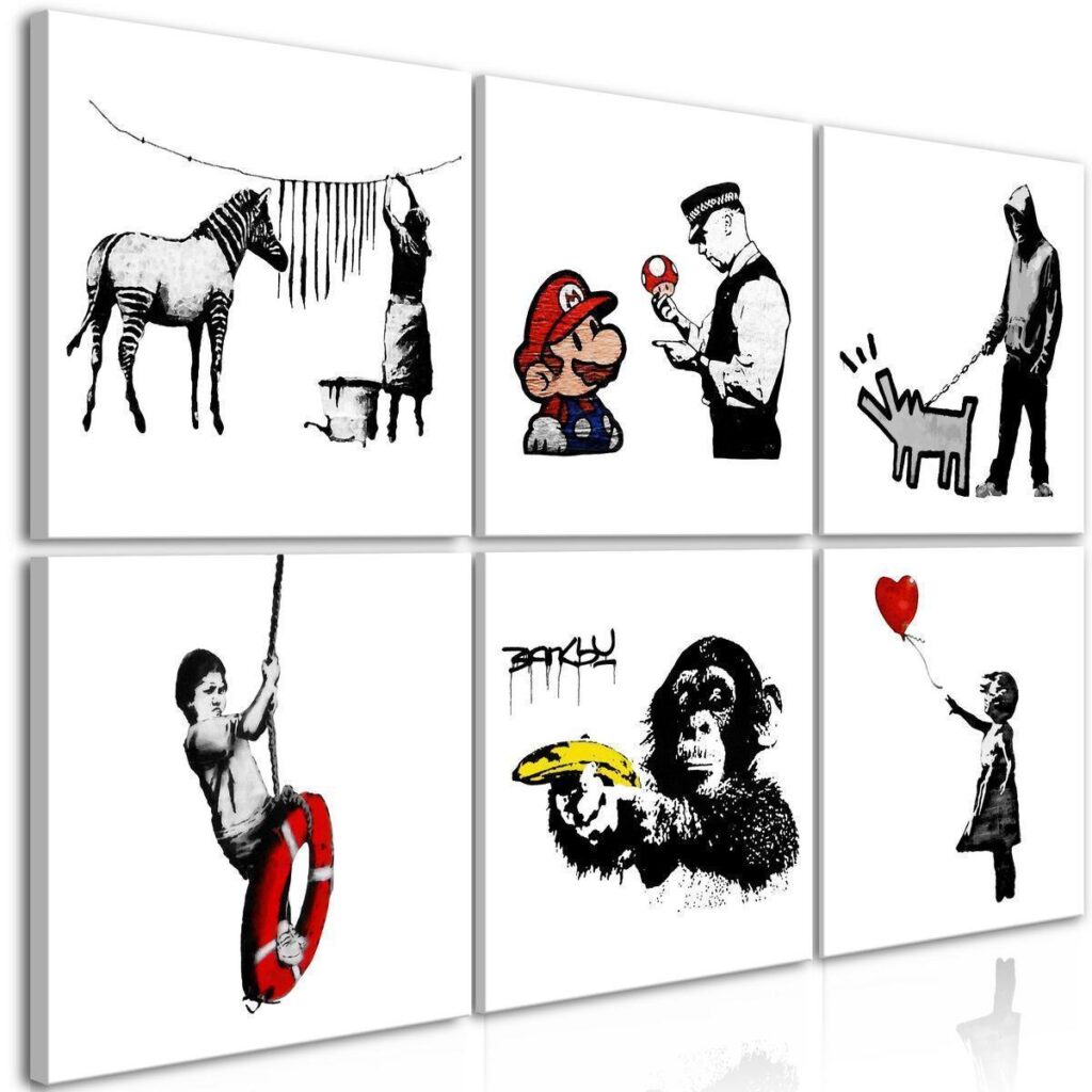 Schilderij - Banksy Style (6 Parts) - Afbeelding 2