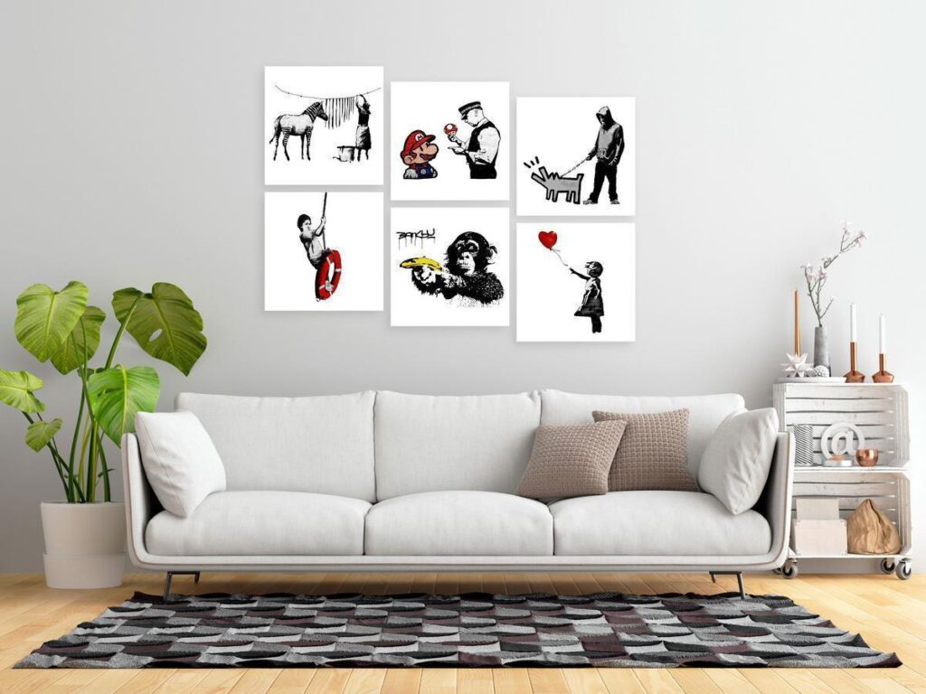 Schilderij - Banksy Style (6 Parts)