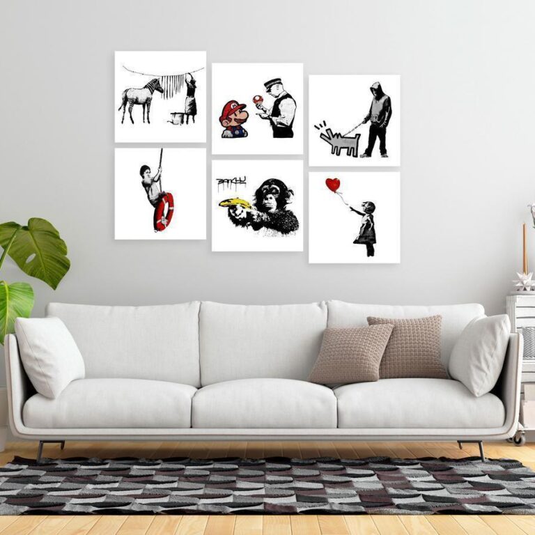 Schilderij - Banksy Style (6 Parts)