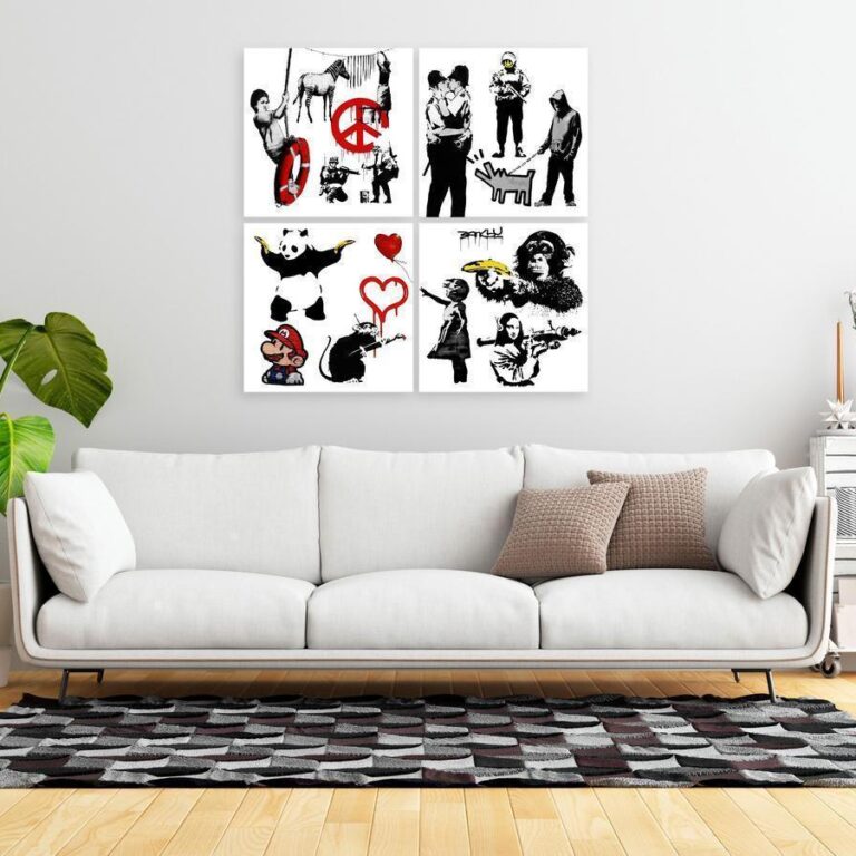 Schilderij - Banksy World (4 Parts)