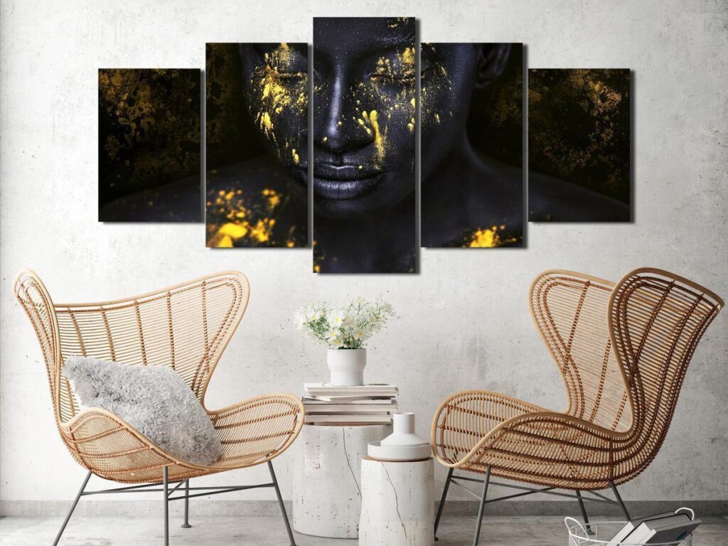 Schilderij - Bathed in Gold (5 Parts) Wide - Afbeelding 2