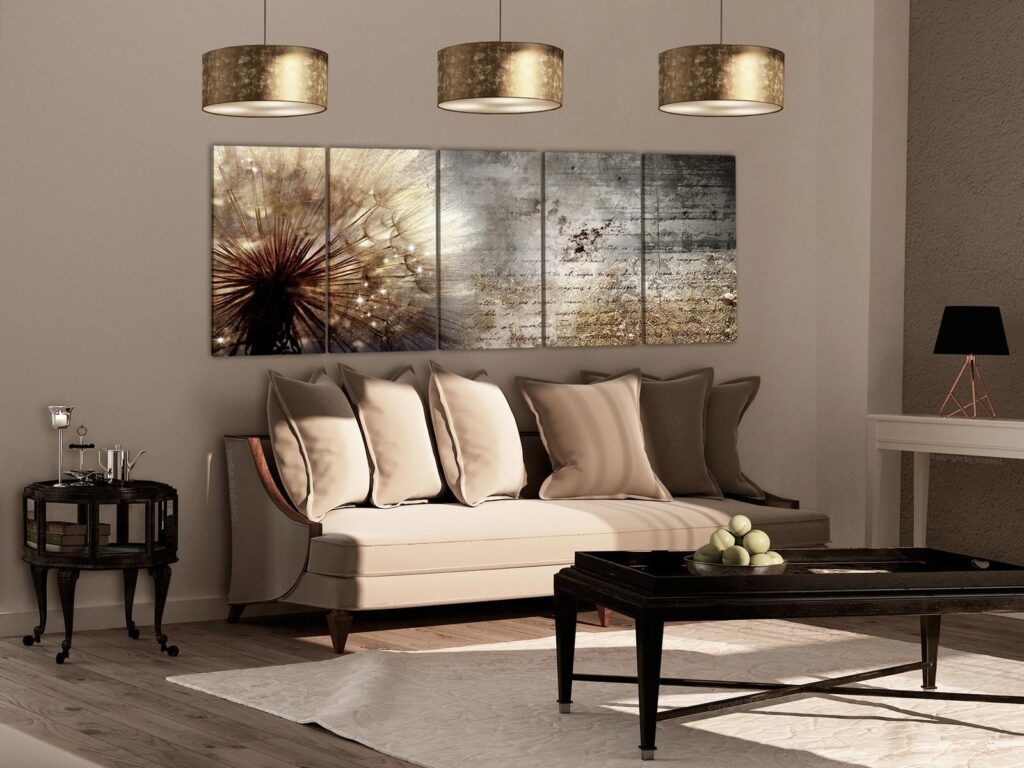 Schilderij - Beige Dandelion - Afbeelding 2