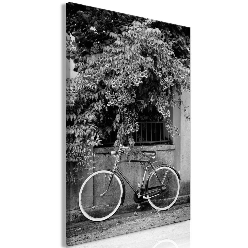 Schilderij - Bicycle and Flowers (1 Part) Vertical - Afbeelding 2