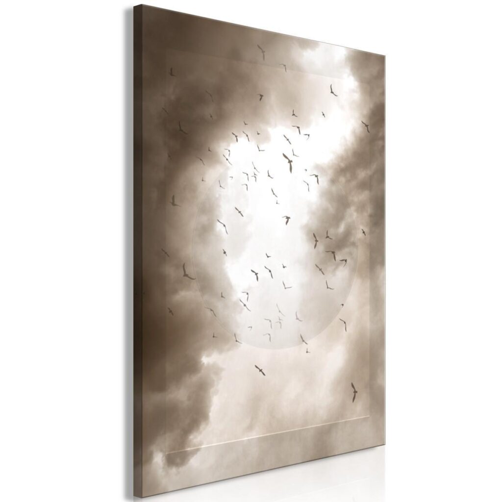 Schilderij - Birds in the Clouds (1 Part) Vertical - Afbeelding 2
