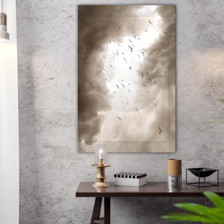 Schilderij - Birds in the Clouds (1 Part) Vertical
