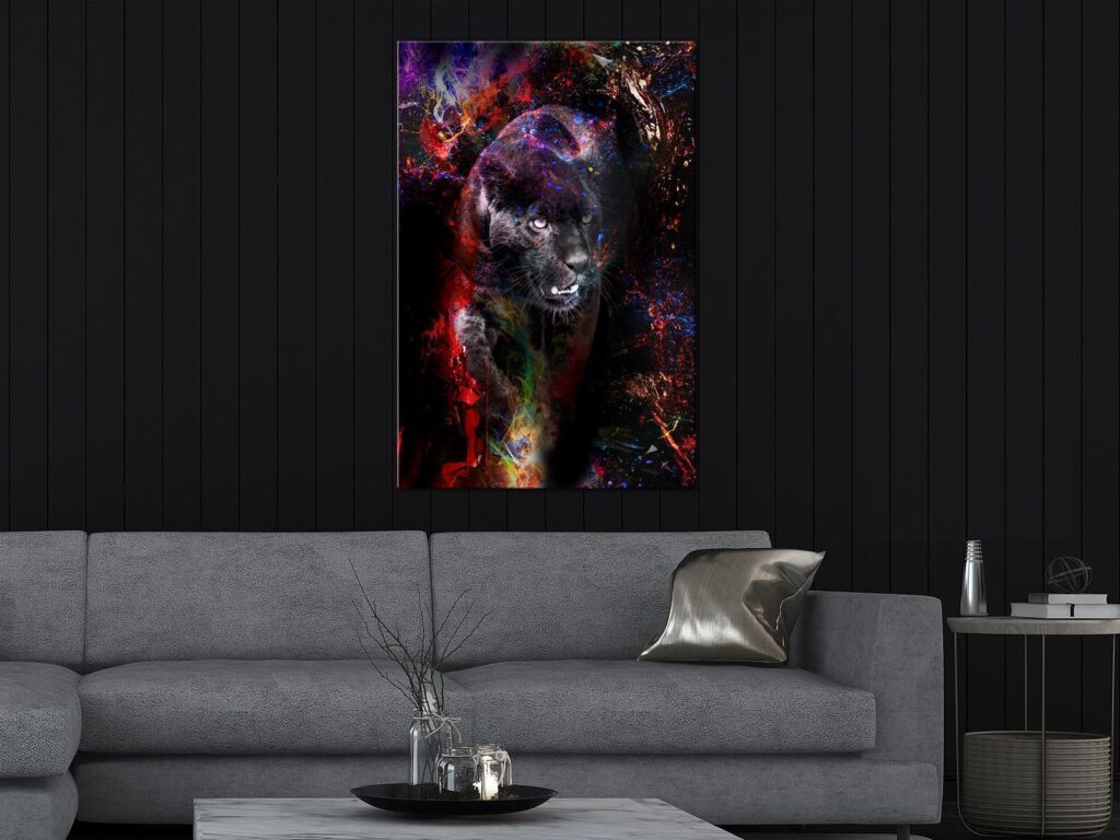 Schilderij - Black Jaguar (1 Part) Vertical