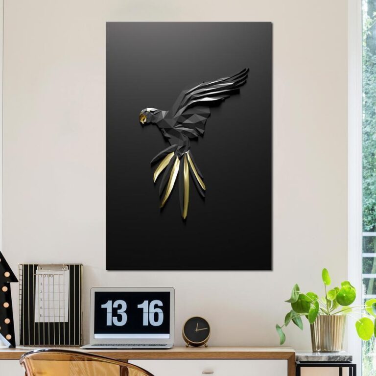 Schilderij - Black Parrot (1 Part) Vertical