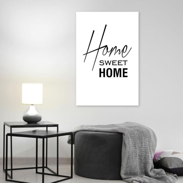 Schilderij - Black and White: Home Sweet Home (1 Part) Vertical