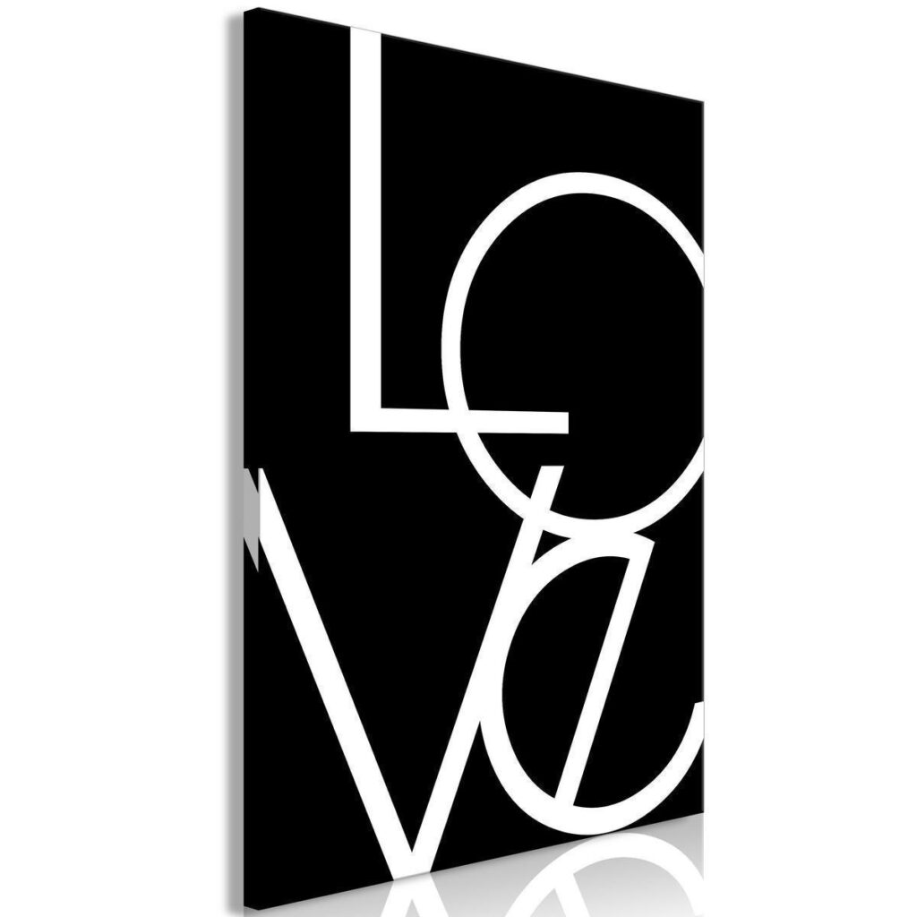 Schilderij - Black and White: Love (1 Part) Vertical - Afbeelding 2