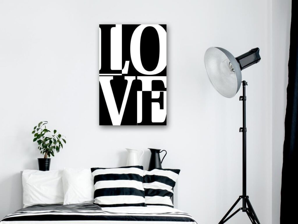 Schilderij - Black and White Love (1 Part) Vertical