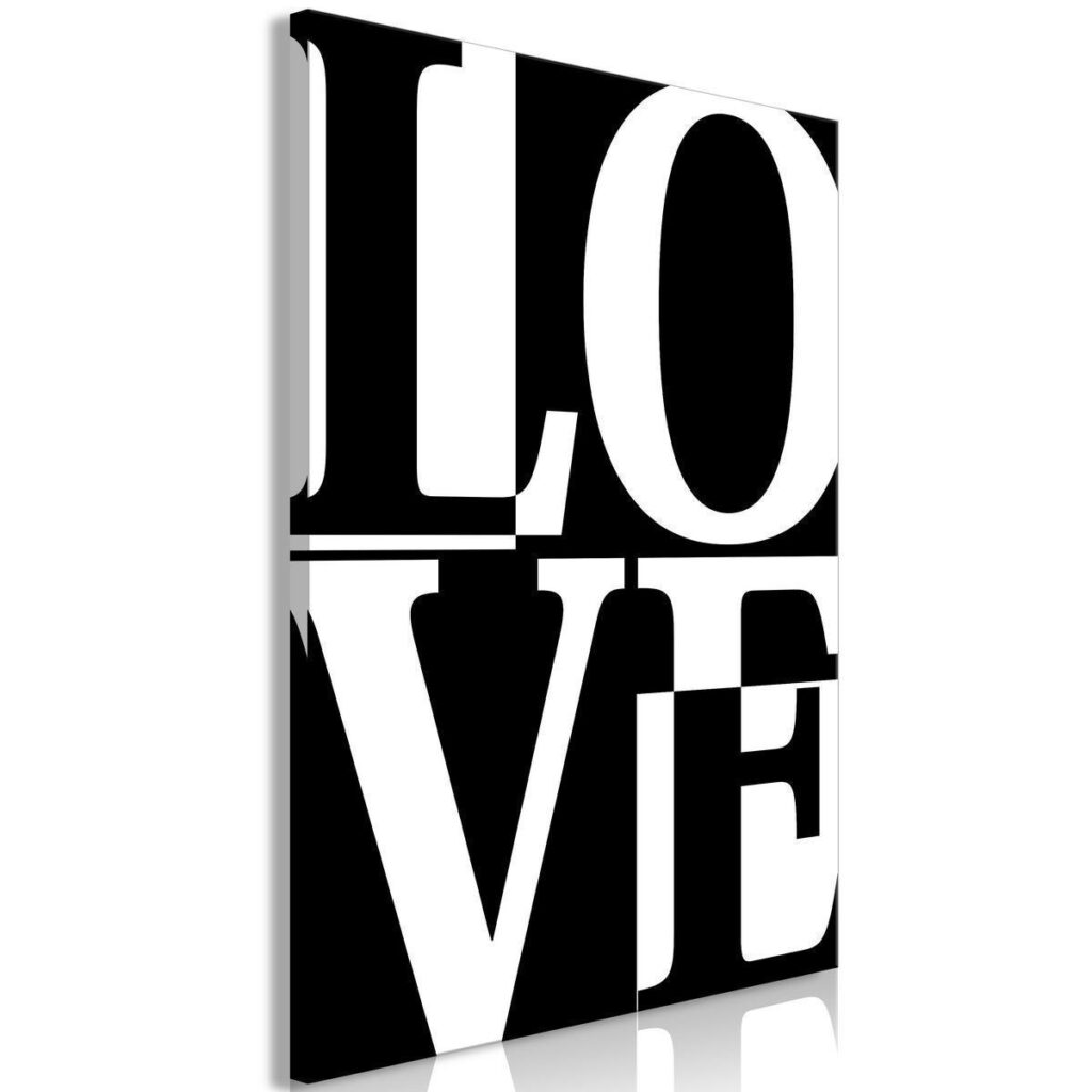 Schilderij - Black and White Love (1 Part) Vertical - Afbeelding 2