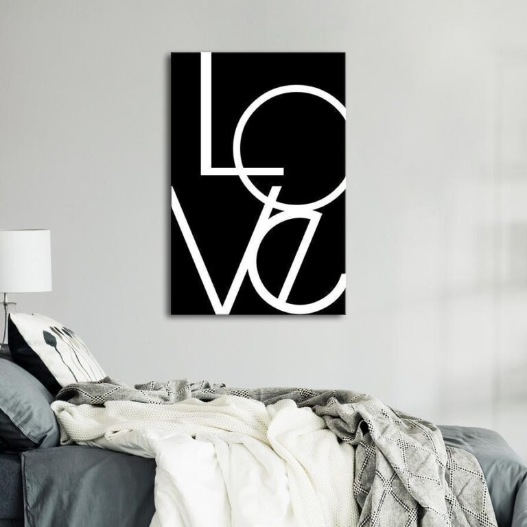 Schilderij - Black and White: Love (1 Part) Vertical