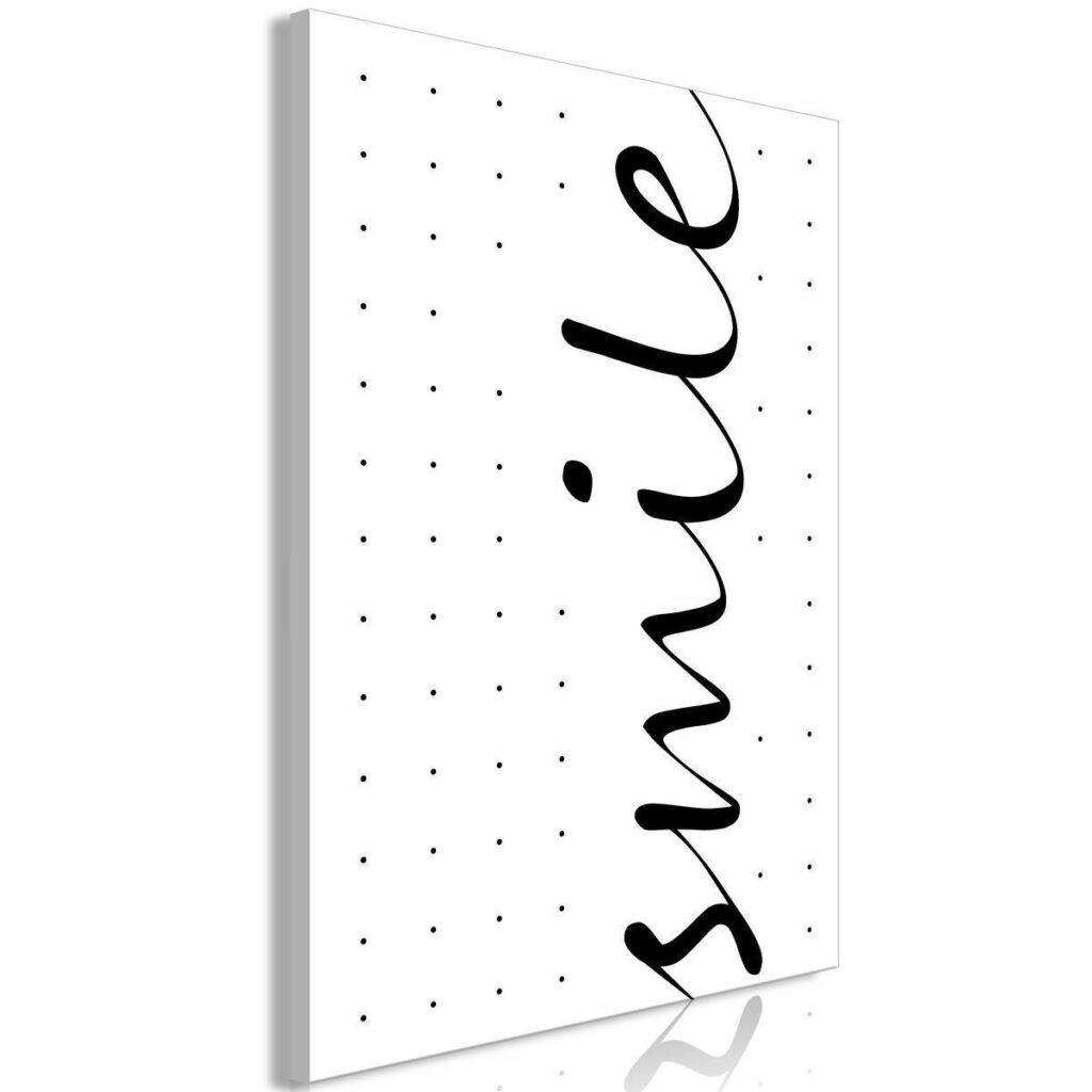 Schilderij - Black and White: Smile (1 Part) Vertical - Afbeelding 2