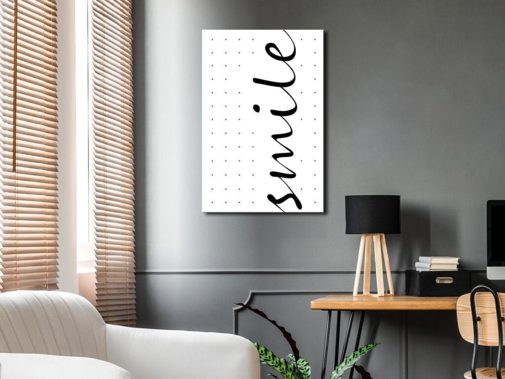 Schilderij - Black and White: Smile (1 Part) Vertical