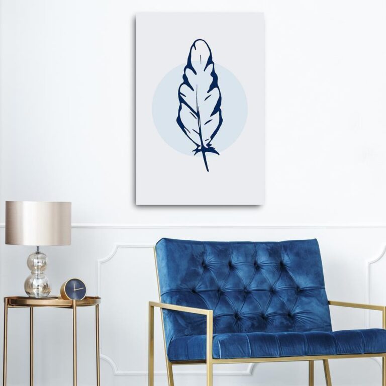Schilderij - Blue Feather (1 Part) Vertical