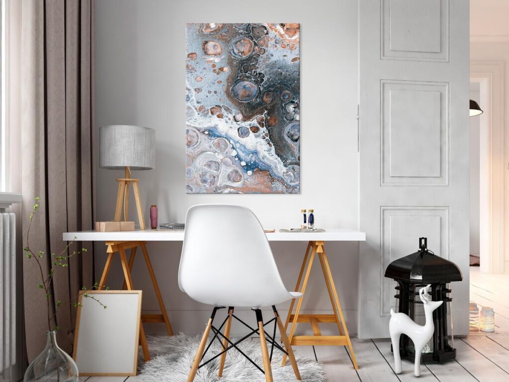 Schilderij - Blue Sienna Marble (1 Part) Vertical
