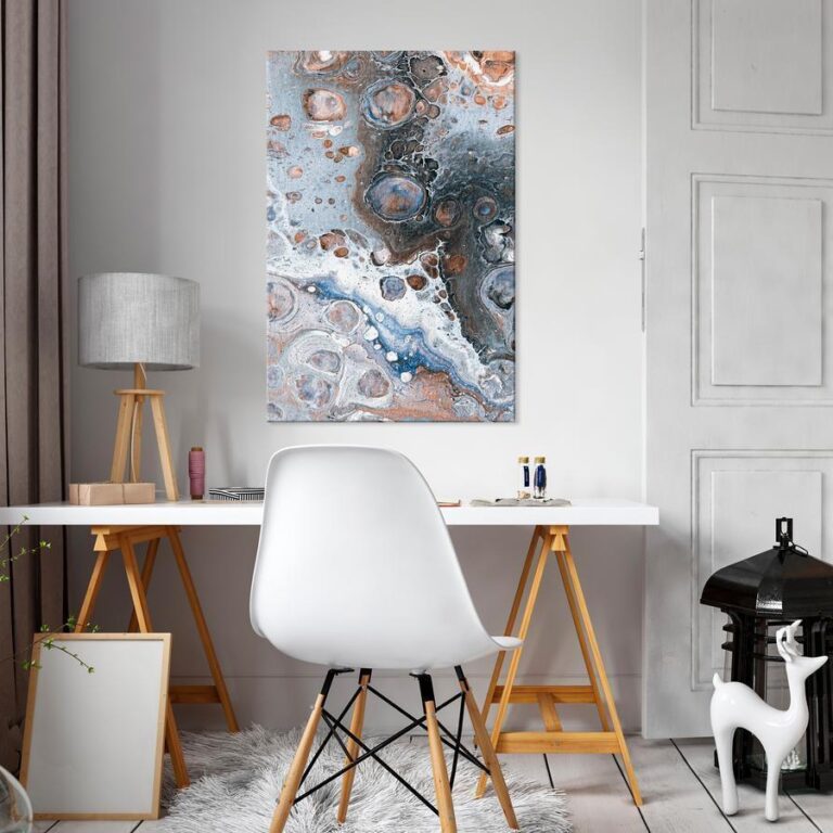 Schilderij - Blue Sienna Marble (1 Part) Vertical