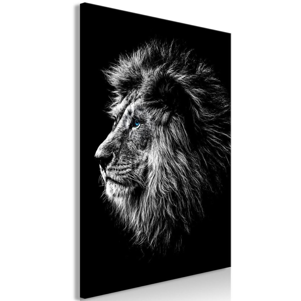 Schilderij - Blue-eyed Lion (1 Part) Vertical - Afbeelding 2