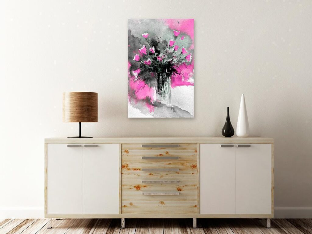 Schilderij - Bouquet of Colours (1 Part) Vertical Pink