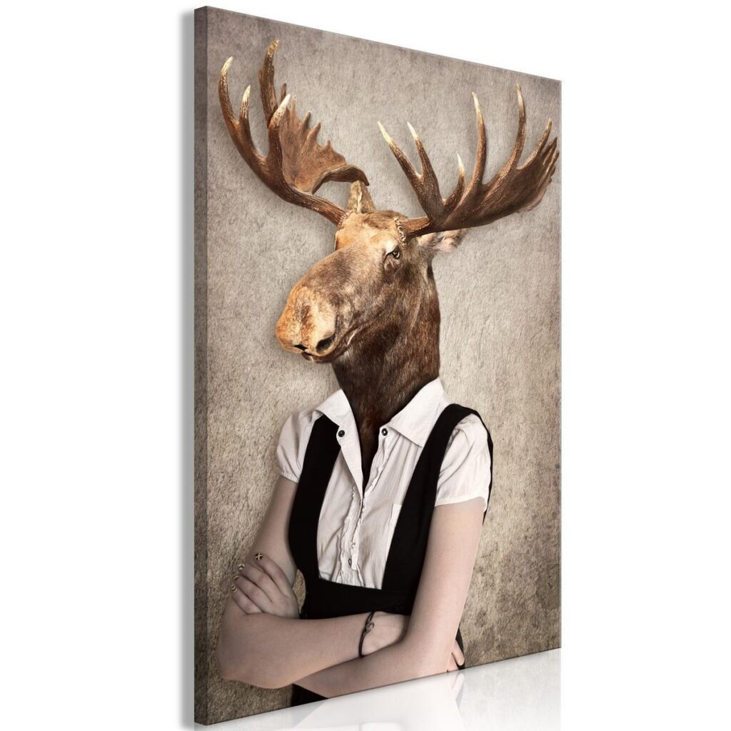 Schilderij - Brainy Moose (1 Part) Vertical - Afbeelding 2