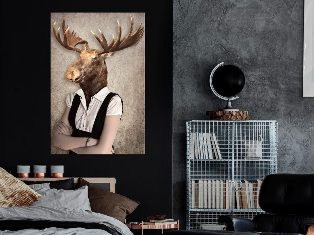 Schilderij - Brainy Moose (1 Part) Vertical