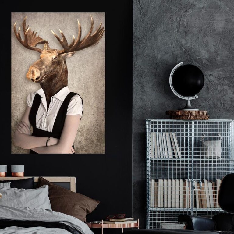 Schilderij - Brainy Moose (1 Part) Vertical