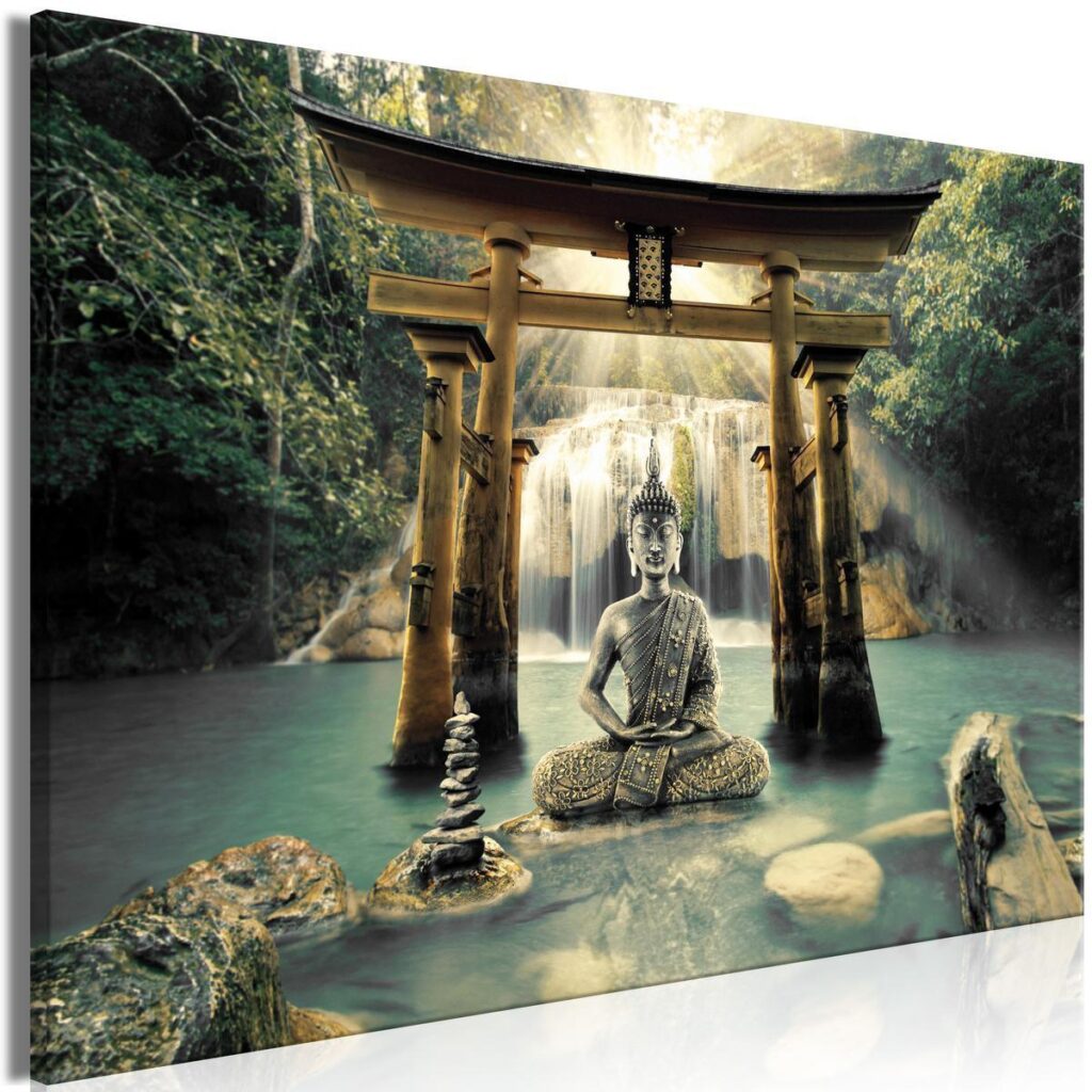 Schilderij - Buddha Smile (1 Part) Wide - Afbeelding 2