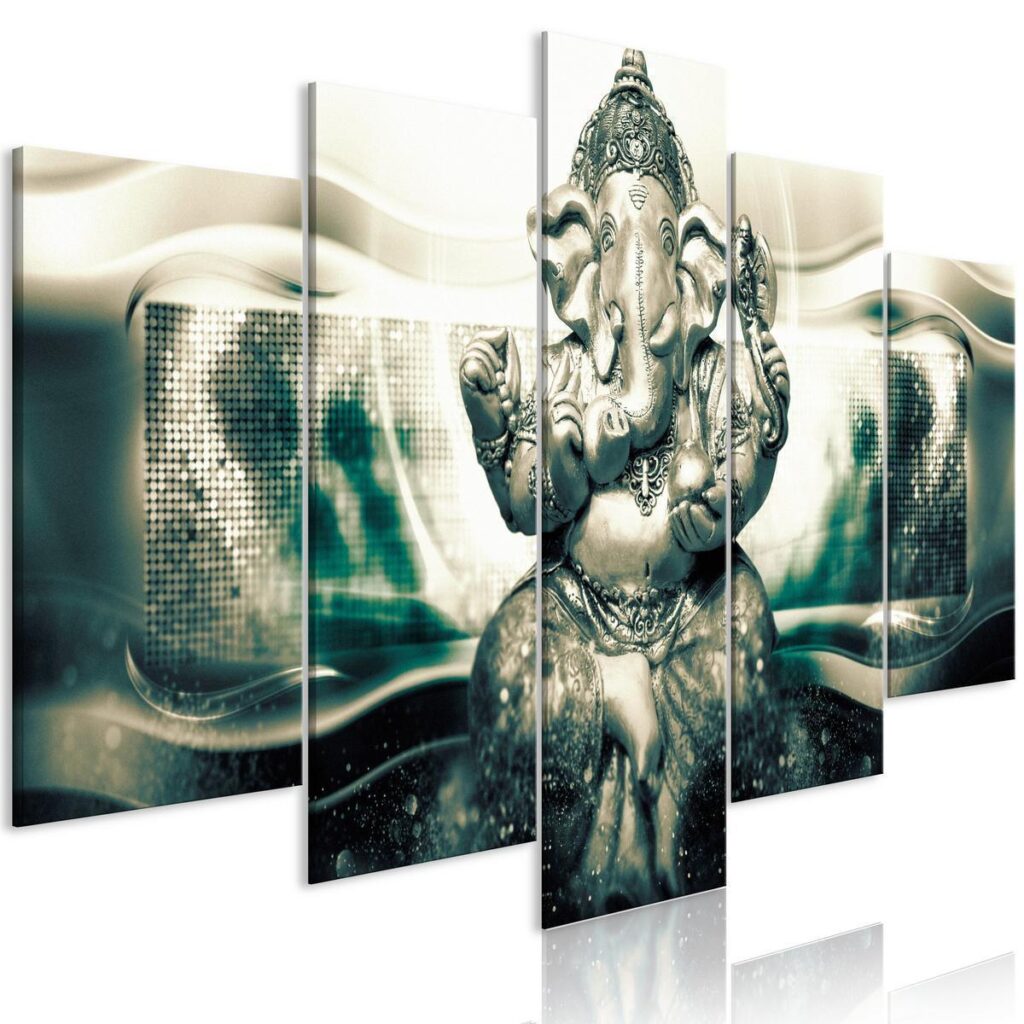 Schilderij - Buddha Style (5 Parts) Green Wide - Afbeelding 2