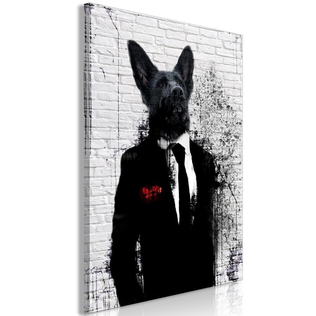 Schilderij - Businessman Dog (1 Part) Vertical - Afbeelding 2